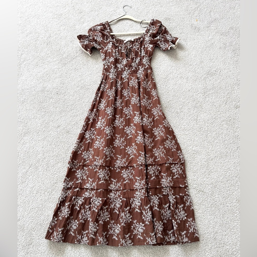 Floral Brown Maxi Dress